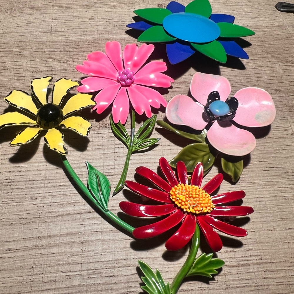 Vintage enamel brooch set